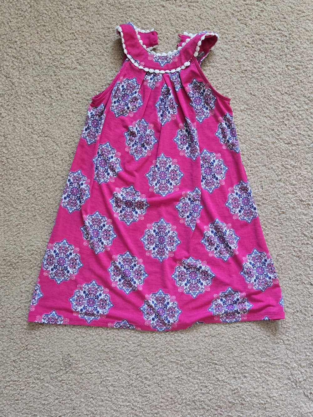 Stella &Siena Girls Hot Pink Medallion Print Sundress